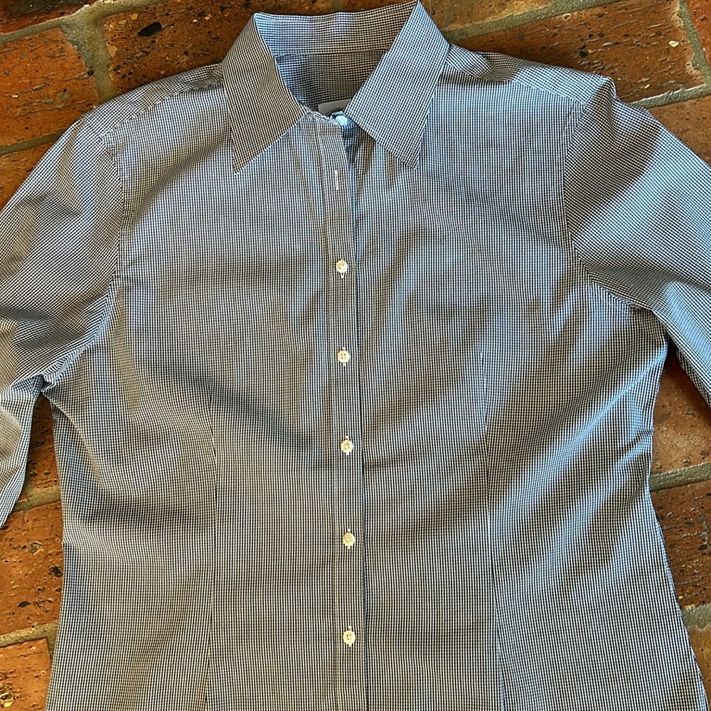 Brooks Brothers Black/white gingham fitted button up shirt sz12 - Picture 6 of 11